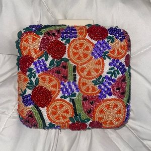 Beaded clutch / beaded shoulder bag/ beaded handbag / fruit pattern beaded bag